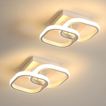 Mckalen 2 Pezzi Plafoniera LED Soffitto Bianco 22W Bianco Caldo 3000K | Moderno 22W 2475LM Lampada da Soffitto per Soggiorno, Bianco Lampadario LED Soffitto per Camera da Letto Corridoio Cucina
