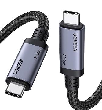 UGREEN Cavo USB4 Gen4 80Gbps Video 16K@60Hz 240W PD3.1 Ricarica Rapida(1M) | Type C in Nylon, Compatible con MacBook, iPad, iPhone 18 Pro Max/17/16/15, Galaxy S26/S25, Pixel 10/9,ecc.