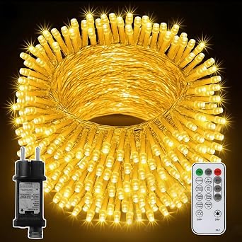 CNMTCCO Luci Natale Esterno, Catena Luminosa Esterno Bianco Caldo, 8 Modalità, Timer, Impermeabile IP44, Luci Albero di Natale per Balconi, Giardino, Albero Natale, Decorazioni Natalizie, Nozze, Feste
