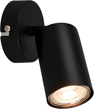 B.K.Licht – Lampada LED interna EEK A orientabile, 3000 K bianco caldo, 2 W, 450 lumen, ca. 50.000h di luce, lampada lettura, soggiorno, lampada, applique, cucina, 8×15,5 cm, nero