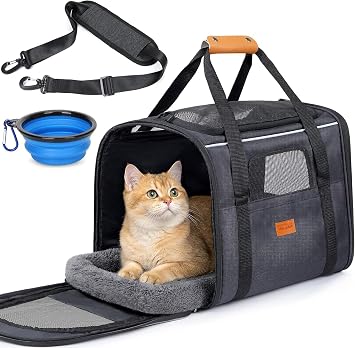 Morpilot Trasportino per cani, traspirante e pieghevole,con tracolla regolabile, con materasso in peluche rimovibile; adatto a gatti di grossa taglia e cuccioli fino a 9 kg