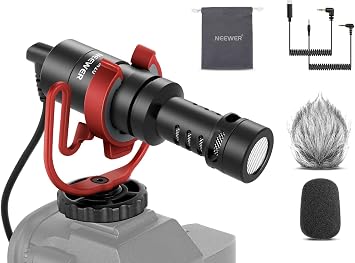 NEEWER VM10 Microfono Vlog Plug e Play per Fotocamera, Mic Supercardioide | 20-20kHz, Mini Mic Compatibile con Sony Canon Nikon iPhone Samsung Tablet Mac, 3,5mm, USB C OTG, Supporto Antiurto, Paravento