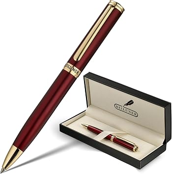 BEILUNER Penna a Gel Laccata Rossa con Finitura Oro 24K, Penne Retrattili, Set Regalo Professionale ed Elegante per Ufficio Executive, Uomo e Donna