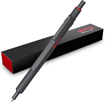 rOtring 600 penna a sfera | Punta media | Inchiostro nero | Corpo penna interamente in metallo | Pietra scura | Impugnatura zigrinata antiscivolo e fusto esagonale | Ricaricabile