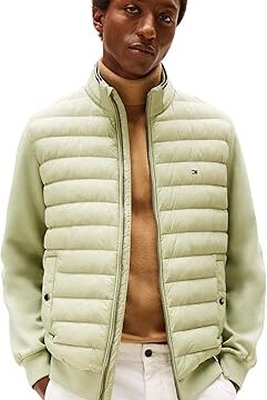Tommy Hilfiger Uomo Felpa con Zip Mix Media Stand Collar Giacca Trapuntata