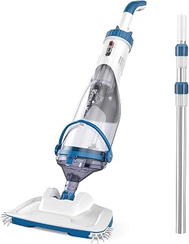 Enhulk Batteria per aspirapolvere per piscina, 2025, testa larga 34 cm, tempo di funzionamento fino a 60 minuti, con 3 filtri e asta telescopica, aspirazione fino a 4200 l/h, ideale per piscina fuori