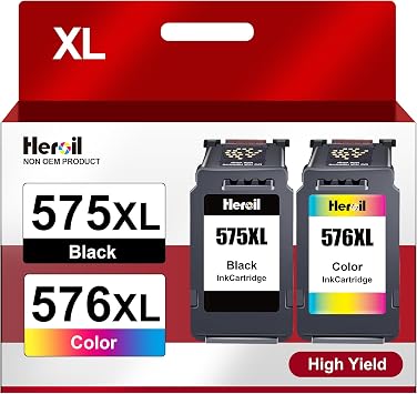 Heroil PG-575XL CL-576XL Sostituzione per Cartucce Canon 575 576 TR4755i | 575 576 XL PG575 CL576 per PIXMA TS3750i TS3550i TS3551i TR4700 TR4750i TR4755i TR4756i(Nero Colore,2-Pack)