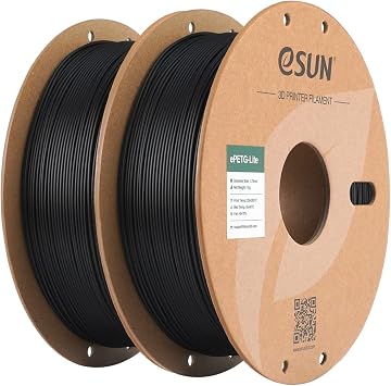 eSUN PETG filamento 1,75 mm, filamento PETG Basic 2kg Nero | Elevata resistenza e durevolezza. Precisione +/- 0,03 mm. Ottima resistenza agli agenti atmosferici per parti funzionali.