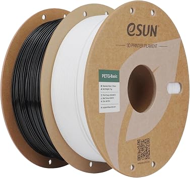 eSUN PETG filamento 1,75 mm, filamento PETG Basic 2kg Nero+Bianco | Elevata resistenza e durevolezza. Precisione +/- 0,03 mm. Ottima resistenza agli agenti atmosferici per parti funzionali.