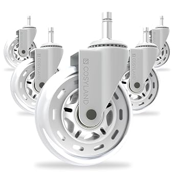 COSYLAND Set 5 Ruote Sedia Ufficio, Attacco 10 mm, Compatibile 1-KEA | Scorrimento silenzioso, portata complessiva fino a 300 kg
