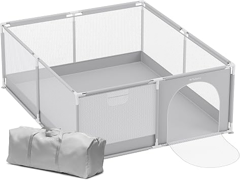 Cozy 25 Box per Bambini 150×180 cm – Recinto Neonato con Fondo | 6-36 mesi – Struttura in Metallo – Rete Traspirante – Porta con Cerniera – Borsa Inclusa – Casa e Giardino – Grigio