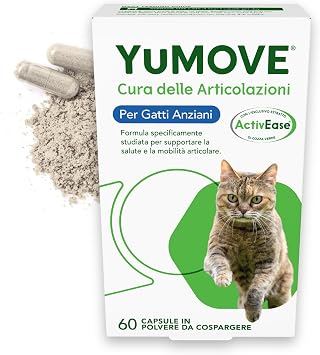 Yumove Integratore Articolazioni Gatti Senior 8+ – 60 Capsule ActivEase | Brevetto in Corso, Cozza Verde 100 mg, Ogni Razza, Omega-3, Supporto Scientifico, Consigliato dai Veterinari, Olio Di Pesce