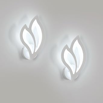 SENQIU 2 Pezzi Lampada da Parete LED Interno, 13W 6500K Bianco Freddo | Applique da Parete a Forma di Fiore, Lampada a Muro Bianca per Camera da Letto, Corridoio, Soggiorno, Ufficio, Scala