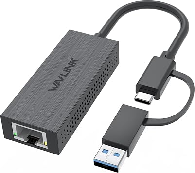 WAVLINK Adattatore USB C a Ethernet, 2.5G USB LAN, compatibile con laptop, PC con Windows 7/8/10, XP, Vista, Mac OS 10.6 o superiore