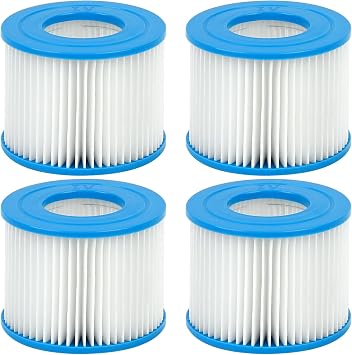 4 Pezzi Filtro Piscina VI, Compatibile con Bestway, Lay-Z Spa, Intex, Coleman SaluSpa 90352E, Adatto a Tutte con Filtro Tipo VI Piscine, Idromassaggi Gonfiabili, Filtro VI Lavabile per Piscina