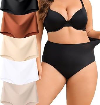 ALL OF SHE Confezione da 5 Mutande da Donna a Vita Alta, Senza Cuciture, Senza Cuciture, a Vita Alta, comode, Senza Show Panties, Taglie XS-3XL