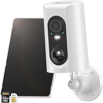 ANRAN 4G LTE Telecamera Esterno Senza Fili con Pannello Solare e Batterie | SIM+32GB SD Card Inclusa, 2K Telecamera Solare con SIM, NO WiFi, PIR Rilevamento, Visione Notturna a Colori, Audio a 2 vie,G3