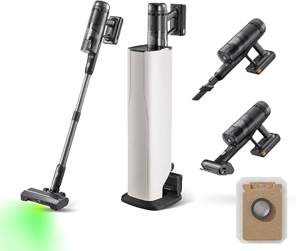 roborock H60 Hub Ultra Aspirapolvere con Base Auto-Svuotante, 210AW/90Min | Aspirapolvere Senza Fili, Luci LED 140°, Spazzola Anti-Groviglio Multisuperficie, per Peli di Animali, Tappeti