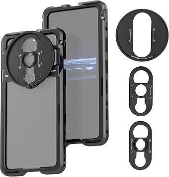 NEEWER Xperia PRO-I Cage, Stabilizzatore Video Rig per Telefono a Sgancio Rapido per Registrazione Riprese, Adattatore Filtro 67mm, Backplate Obiettivi 17mm/T Mount Compatibile con Moment Sony, PA086