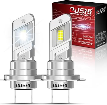 OUSHI Lampadine H7 LED, 600% Luminosità 6500K Bianco Xenon 100W 30000LM Lampadina H7 Plug And Play (2 Pezzi)