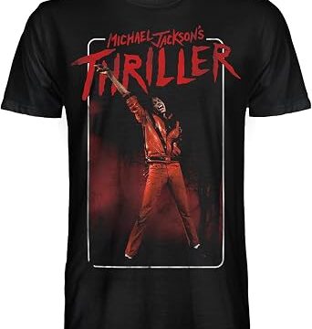 CRAZY FOR ROCK Michael Jackson T Shirt Ufficiale Thriller. Maglietta Unisex in Cotone. Maglia vestibilità Regular per Adulto e Ragazzo