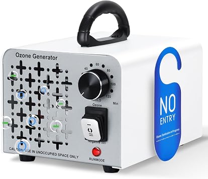 GMGXX 2 In 1 Generatore di Ozono 100,000mg/H, Ozonizzatore Purificatore d’aria a Ioni Niegativi Con Modalità Ozono e Ioni Negativi, Macchina Ozono per Casa Con 120 Min Timer per Auto e Particolato