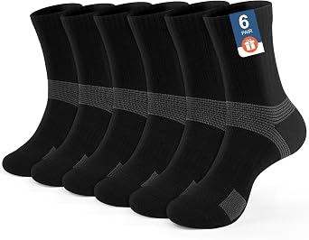PERMANENTLY001 6-Paia Calzini allenamento atletico Uomo Donna Caviglia-Comressione Calze da Sportivi Tennis Imbottiti Pallavolo Padel Badminton Corsa Basket all’aperto umidità-wiccking