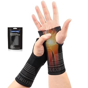 Lexniush Tutore Polso, 2 Pezzi Fascia da Polso per Tunnel Carpale, Traspirante Polsiera Ortopedica per Tendinite, Artrite, Slogature, Distorsione, Elastica di Supporto per Sport, S