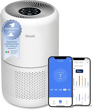 Levoit Purificatore d’Aria Smart per Allergie, CADR 258m³/h, 54㎡, Core300S | Guarda Qualità dell’Aria, Filtro HEPA, 24dB, , Modalità Auto, Contro 99,97% Acari Polveri Pollini, Funziona con Alexa e APP