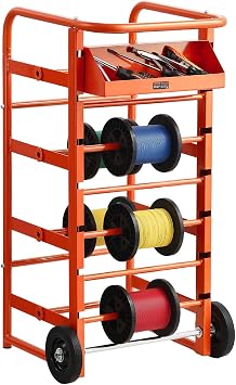 VEVOR Supporto per Bobine di Filo, 11 Barre, Distributore per Bobine Multiple con Vassoio Portaoggetti per l’Archiviazione dei Cavi, Uso Elettrico, Industriale e al Dettaglio, Efficienza Lavorativa