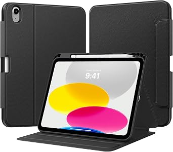 TiMOVO Cover Custodia per iPad A16 11″/10 Gen 10,9″, Denim Nero | Supporto per Penne, Protettiva con Supporto Folio, Visione Multi-Angolo