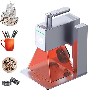 Longer Nano Incisore Laser Portatile 6W 100 x 100 mm | Alta velocità 5000 mm/s per legno, acrilico, pelle, tessuto, metallo e ceramica, ultra preciso, compatto e facile da usare.