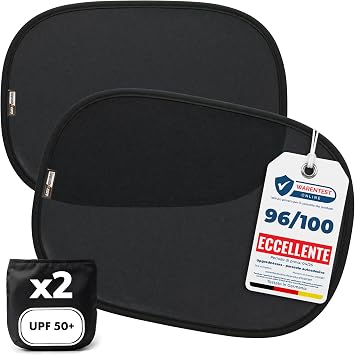 Upgrade4cars 2 x Parasole Auto per Bambini con Protezione UV UPF 50+ | Pellicola autoadesiva per finestrini laterali | Oscurante interno | Accessorio pratico per il veicolo
