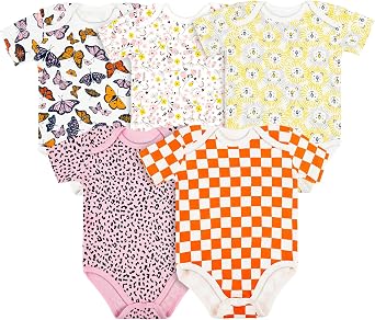 Vicloon Body Neonato e Neonata, 3 Pcs, 5 Pcs, Body a Maniche Corte in 100% Cotone, con Comoda Apertura, Unisex 0-12 Mesi, Idee Regalo Nascita(Colore A, Colore B, Colori Solidi)