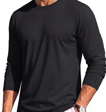 TACVASEN Maglia Uomo Manica Lunga Cotone Girocollo Casual Versatile | Stile Minimal Senza Stampe, Cuciture Piatte Resistenti, Uso Quotidiano