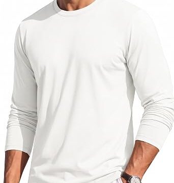 TACVASEN Maglia Uomo Manica Lunga Cotone Girocollo Casual Versatile | Stile Minimal Senza Stampe, Cuciture Piatte Resistenti, Uso Quotidiano