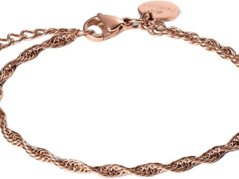 Purelei Fine Vintage Bracciale – Bracciale intrecciato in acciaio inox – 14 K/18 K – Regolabile 16-19 cm – Gioielli in filigrana – 2,3 g – Impermeabile