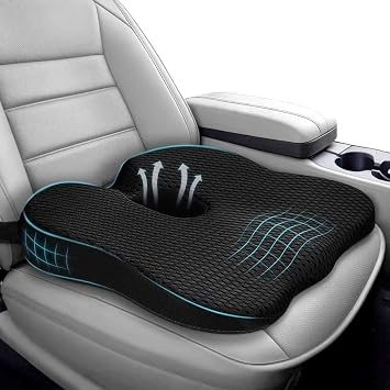 Arbanith Cuscino Sedile Auto Ergonomico in Memory Foam | Cuscino rialzo con base antiscivolo e cinturino regolabile, ideale per auto e camion, comfort ergonomico durante la guida