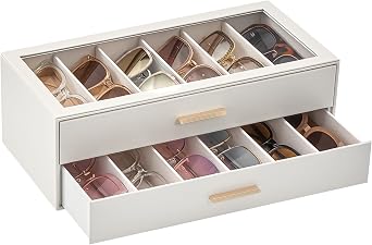 Lolalet Portaocchiali da Sole per Donna | Scatola portaocchiali con coperchio trasparente per occhiali da vista, occhiali da sole, orologi e gioielli