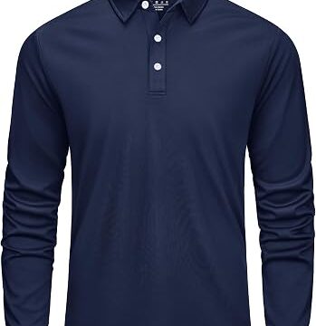 Cavva Polo da uomo a maniche lunghe, da golf, ad asciugatura rapida, da | poliestere, sportivo, a maniche lunghe, vestibilità regolare, traspirante, da golf, leggero, con bottoni, per il tempo libero