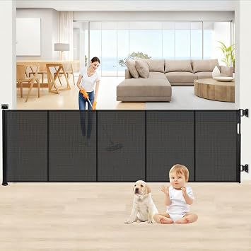 Griglia di protezione per scale allungabile per bambini, 300 CM Cancelletto estensibile per scale per animali domestici, per scale estraibile, per scale, porte, corridoi, interni ed esterni