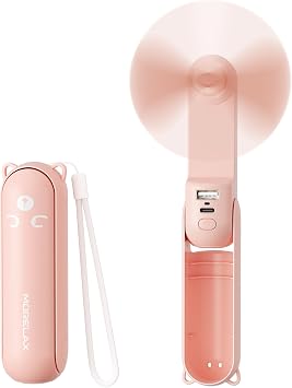 Morelax Mini Ventilatore Portatile, Ventilatore USB 3 in 1, Batteria Ricaricabile Velocità del Vento Pieghevole e Regolabile, Ventilatore Silenzioso Power Bank Torcia, Esterni,Viaggi,Ufficio (Rosa)