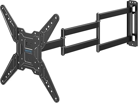 BONTEC Supporto TV da Parete 26-65“, Staffa Orientabile e Inclinabile con Braccio Estensibile 950mm, Design Salvaspazio per Smart TV e Monitor, VESA 400x400mm, Portata 35 kg, con Fascette