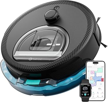 Lefant M330 Pro Robot Aspirapolvere Lavapavimenti Anti-Groviglio, Nero | Riconoscimento Tappeti, 3 Mappe Multi-Livello, Aspirazione Automatica, 150min, Bocchetta Senza Spazzola, Pavimenti Duri