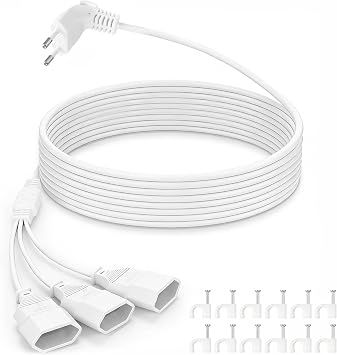 VINATO Prolunga Elettrica 3 in 1, 0,5 Metri, Bianca, Spina Piatta | 0,5 Metri, 3 Prese, Spina Piatta, Protezione Bambini, Bianca