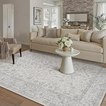 PureCozy Tappeto Salotto Grigio 160x230cm Tappeto Camera da Letto | Antiscivolo, Lavabile, Tappeti Sala, Cameretta, Soggiorno, Ufficio, Carpet, Pelo Corto, Morbido, Rug
