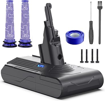 Keenstone Batteria per Dyson V8, 8000mAh Batteria di Ricambio Compatibile con Dyson V8 Absolute, Fluffy, Animal, SV10, Motorhead, Slim Fluffy, Total Clean, Extra, con 3 Filtri