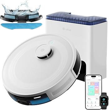 Lefant M2L Plus Robot Aspirapolvere Lavapavimenti con Mappatura, 6000 Pa | Svuotamento Automatico 75 Giorni, 130min, Navigazione Laser dToF +Ostacoli PSD, Pulizia Personalizzata, WiFi/App/Alexa/iWatch