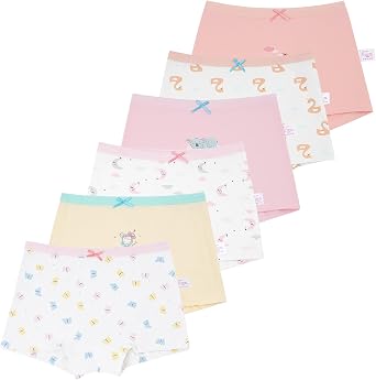 Alaoo 6pcs Bambina Mutande Mutandine,Adatto a Bambine dai 2 ai 11 Anni | Boxer Bambina Intimo Mutande, Biancheria Intima dei Cartoni Animati per Bambini, Morbido e Confortevole