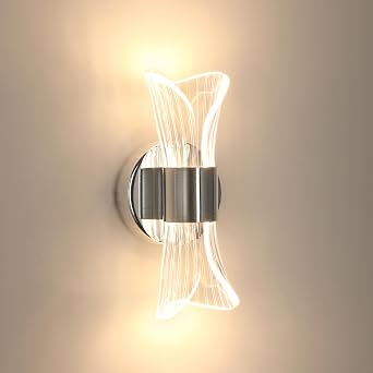 DELIPOP Applique da Parete 12W, 3 Temperatura Colori Lampada a Muro LED | Cromato Lampada a Muro Moderna per Camera da Letto Soggiorno Corridoio